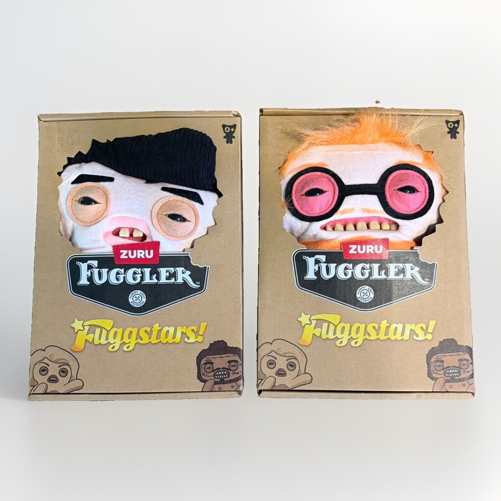 Lot of 2 Zuru Fuggler Fuggstars Ed Sheeran Gunky Goober & Elvis Presley Greazee